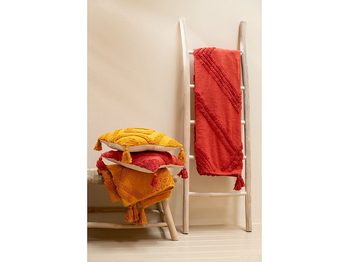 Plaid Tufté "Efren" 130x180cm Rouge Brique
