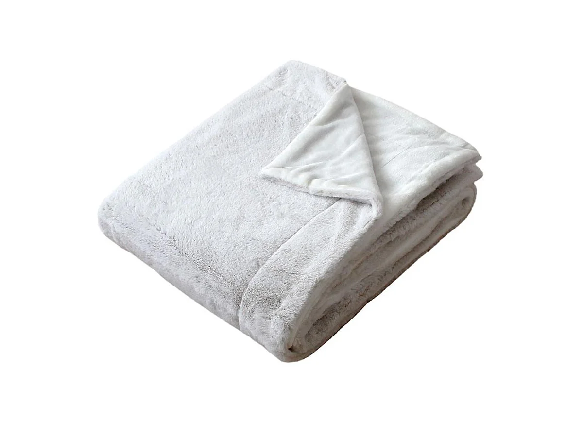 Plaid XL Imitation Fourrure "Rabbit" 180x220cm Blanc