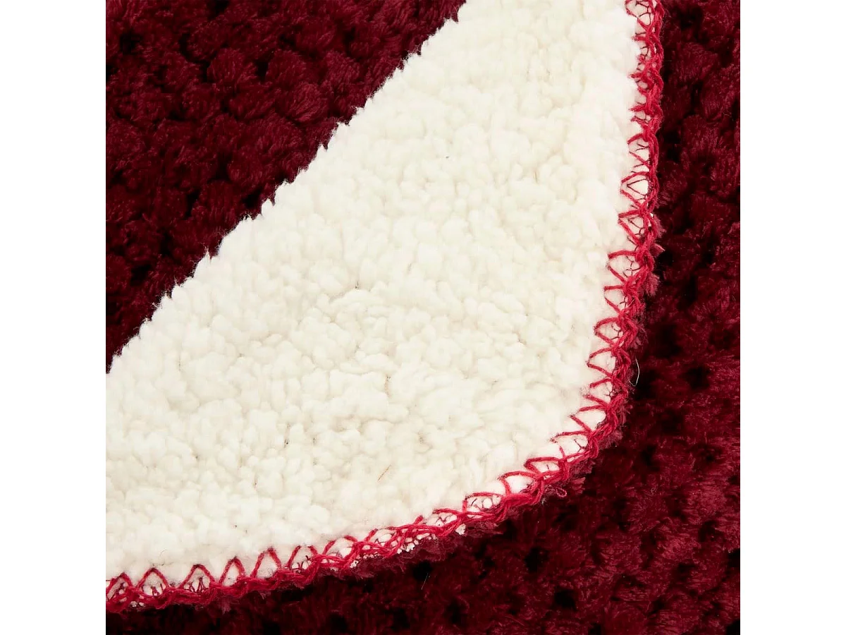 Plaid Sherpa en Flanelle "Lyno" 130x170cm Rouge Grenat