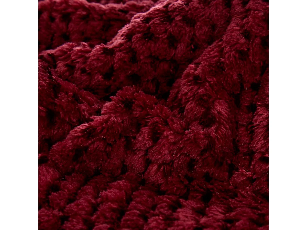 Plaid Sherpa en Flanelle "Lyno" 130x170cm Rouge Grenat