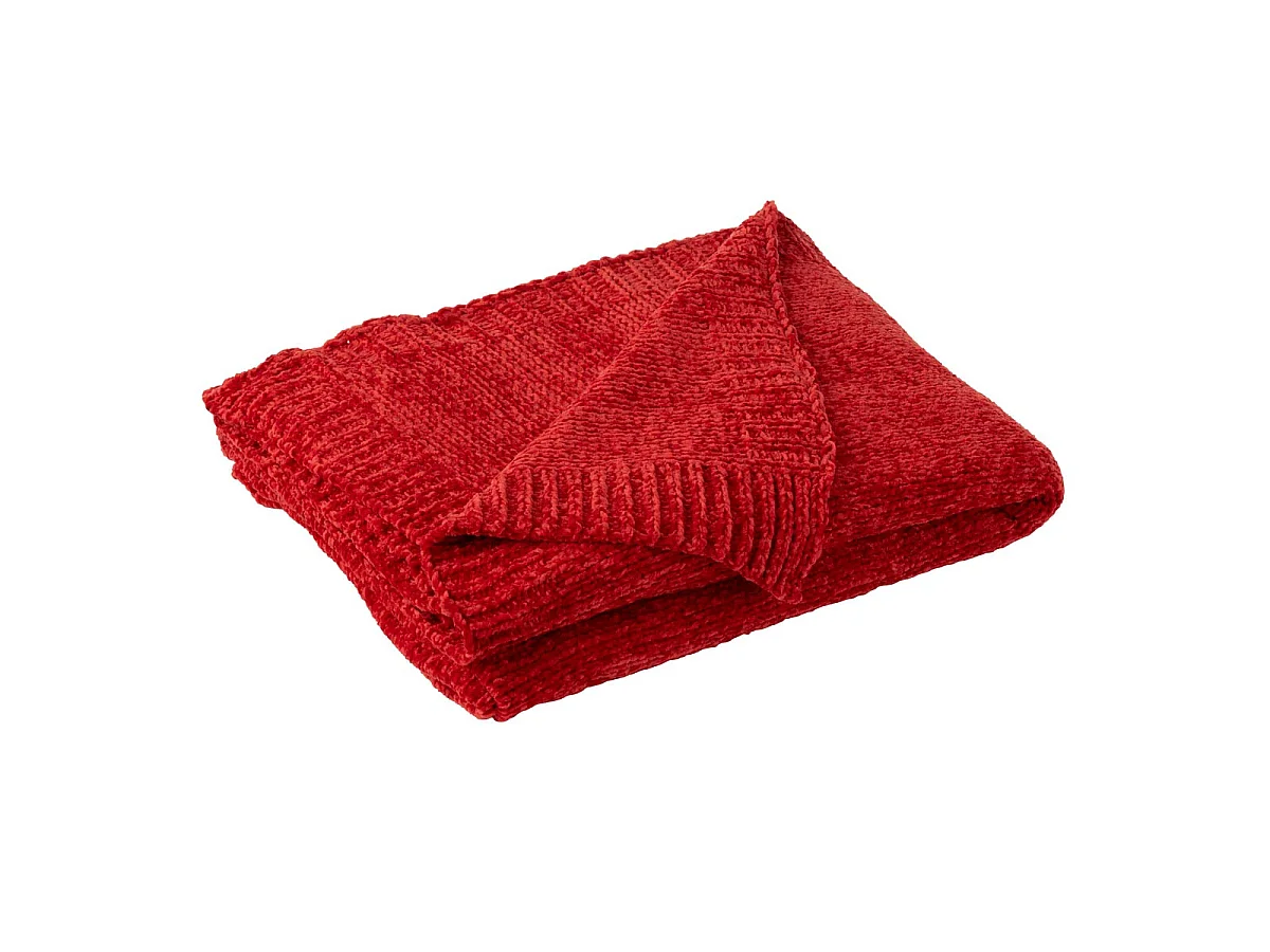Plaid Uni Chenille "Bradly" 130x170cm Rouge