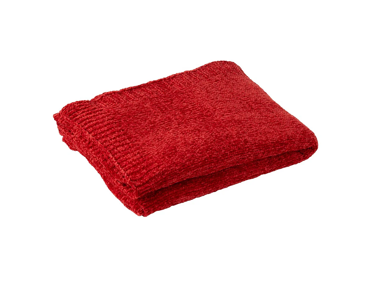 Plaid Uni Chenille "Bradly" 130x170cm Rouge