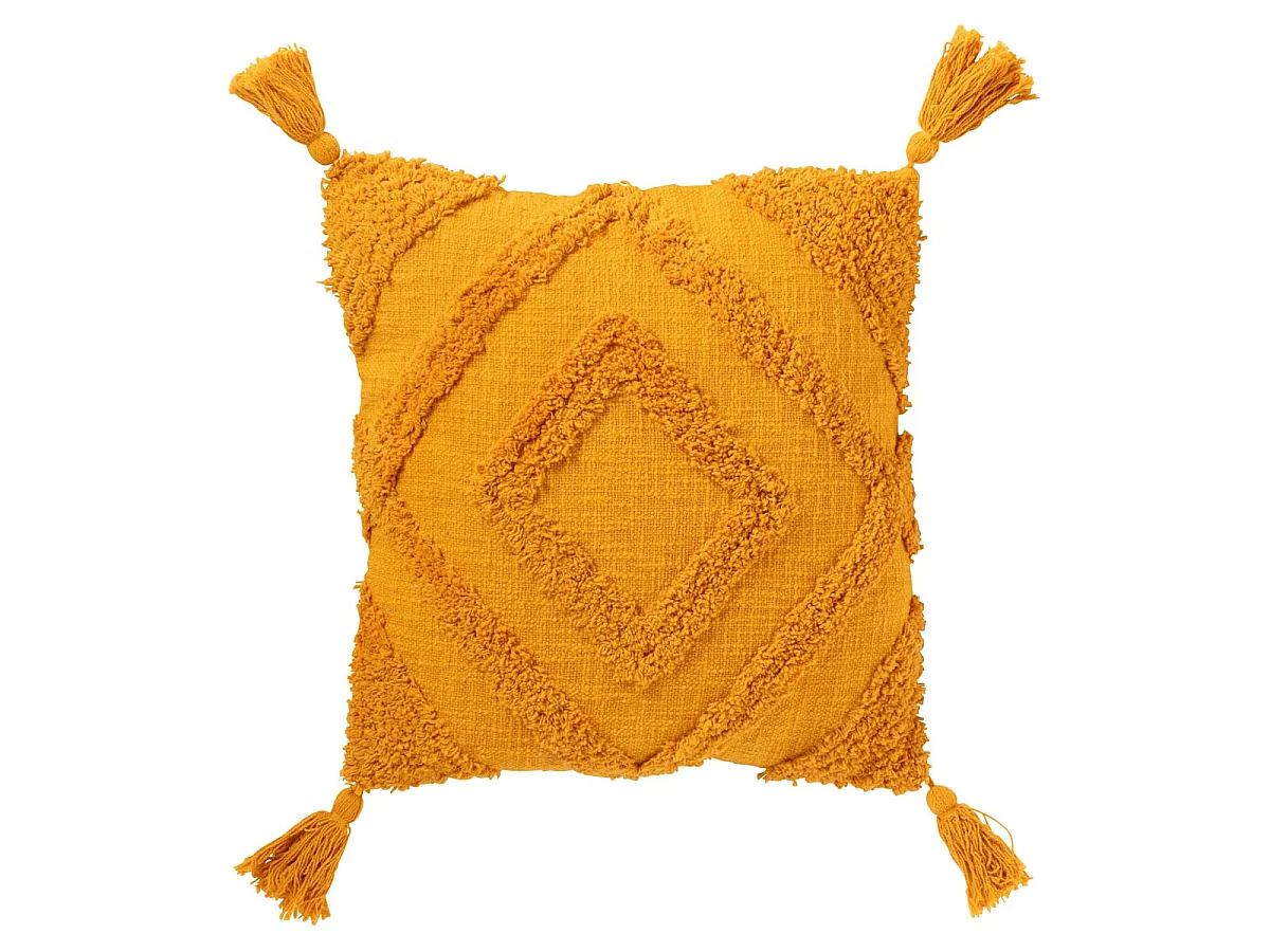 Coussin Déco Tufté "Efren" 50x50cm Ocre