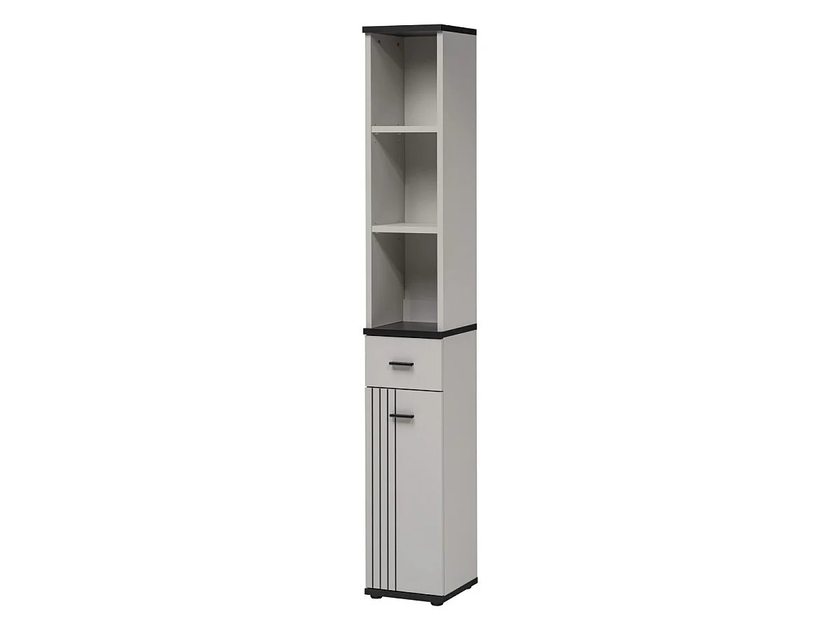Colonne de Rangement "Hugo" 203cm Gris & Noir