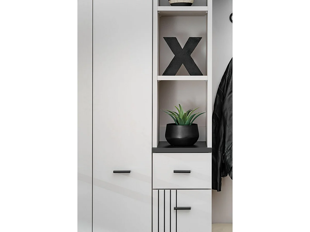 Colonne de Rangement "Hugo" 203cm Gris & Noir