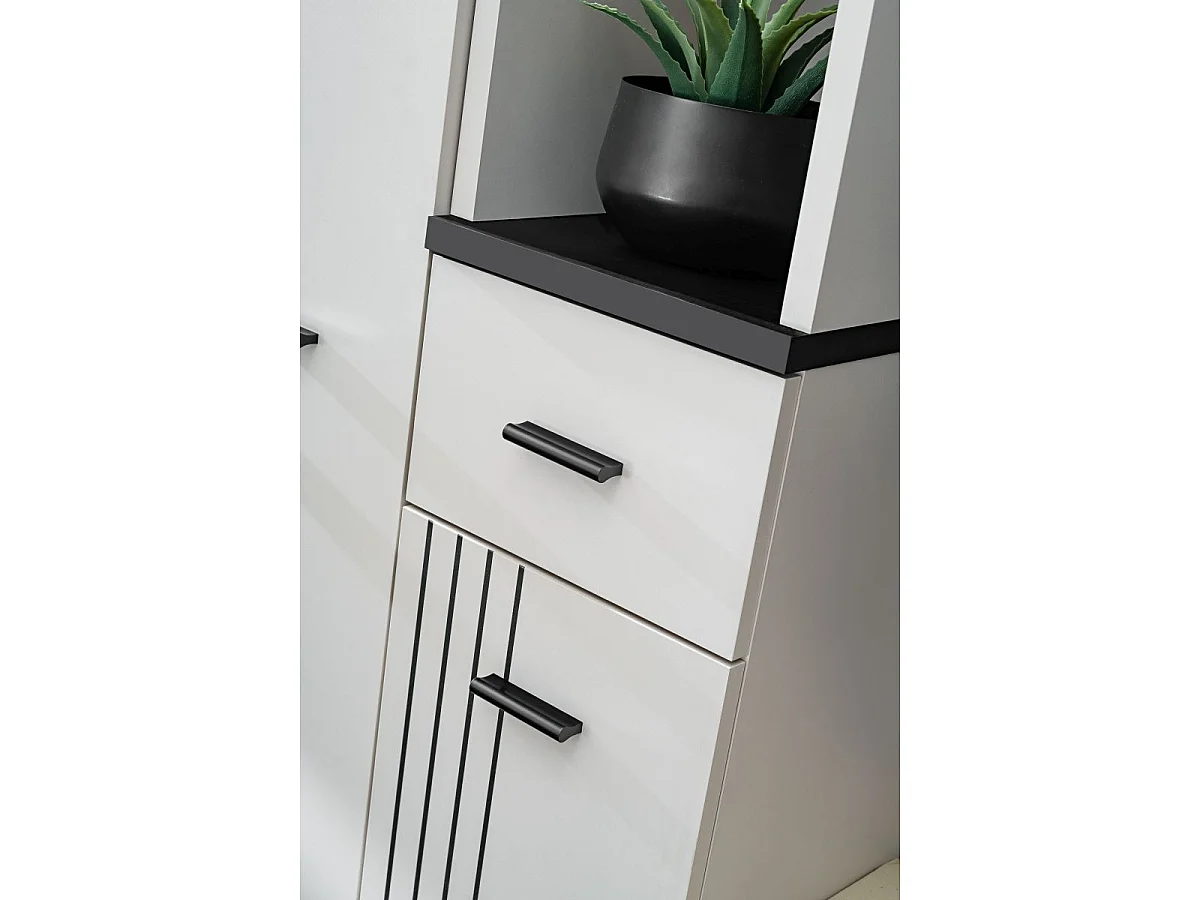 Colonne de Rangement "Hugo" 203cm Gris & Noir