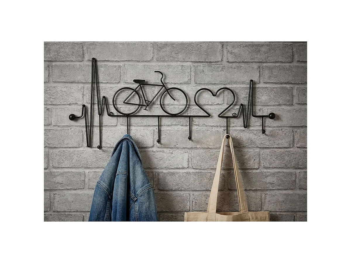 Patère Murale en Métal "Bicycle" 59cm Noir