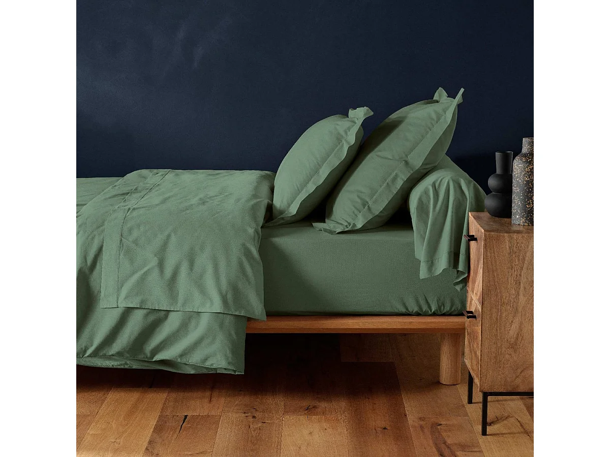 Drap Housse "Lina" 160x200cm Vert Cèdre
