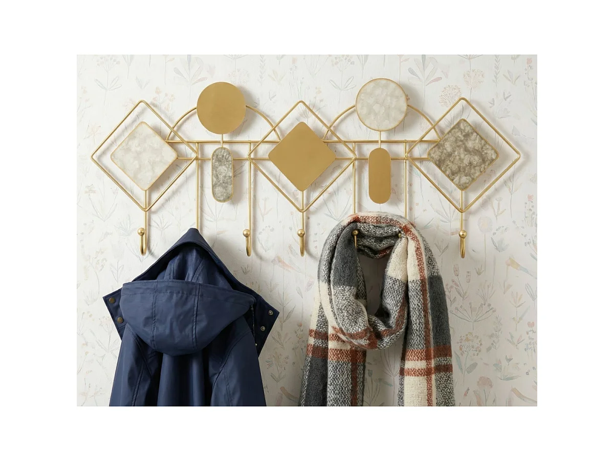 Patère Murale en Métal "Monday" 66cm Beige & Or