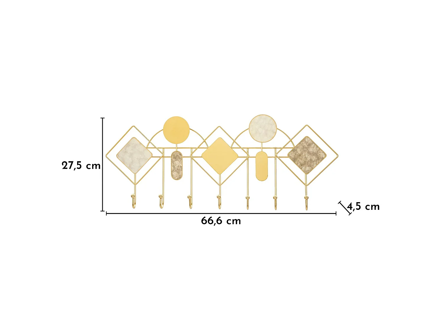 Patère Murale en Métal "Monday" 66cm Beige & Or