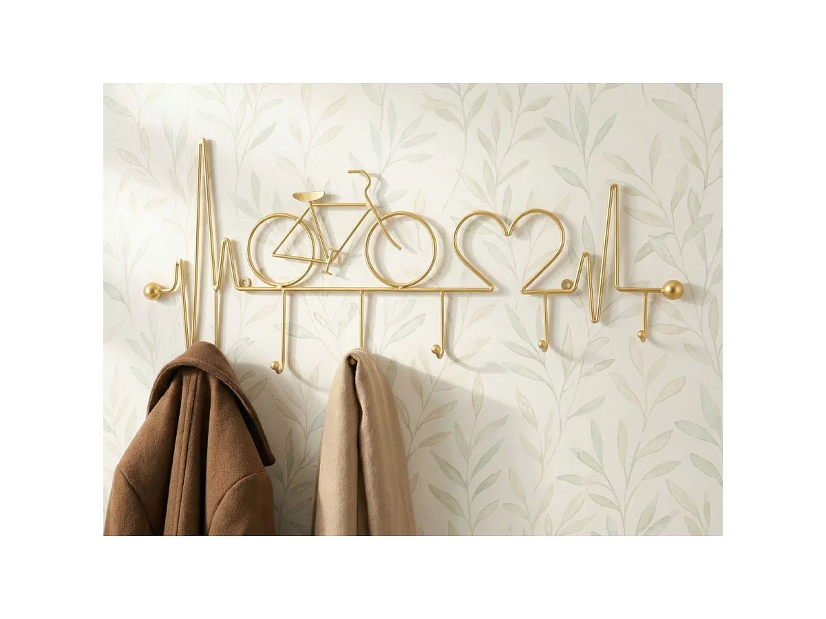 Patère Murale en Métal "Bicycle" 59cm Or