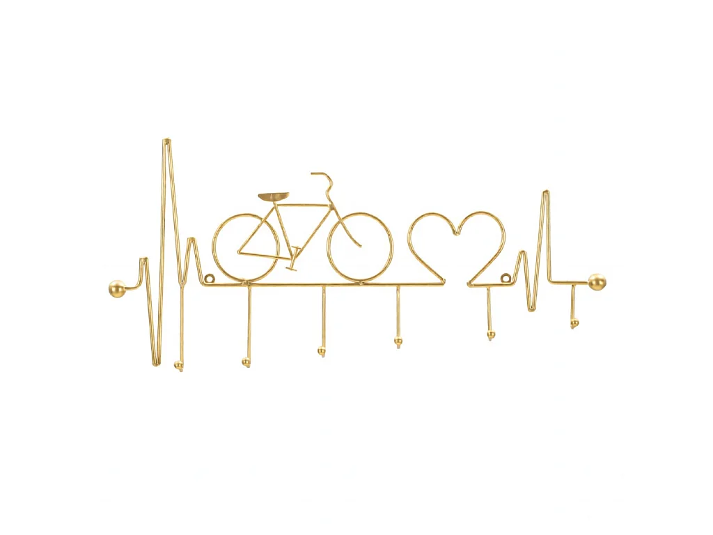Gouden metalen wandkapstok 59x3x26,5 cm