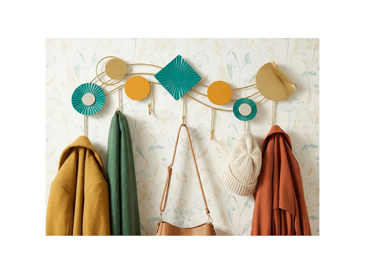 Patère Murale en Métal "Sunday" 70cm Multicolore