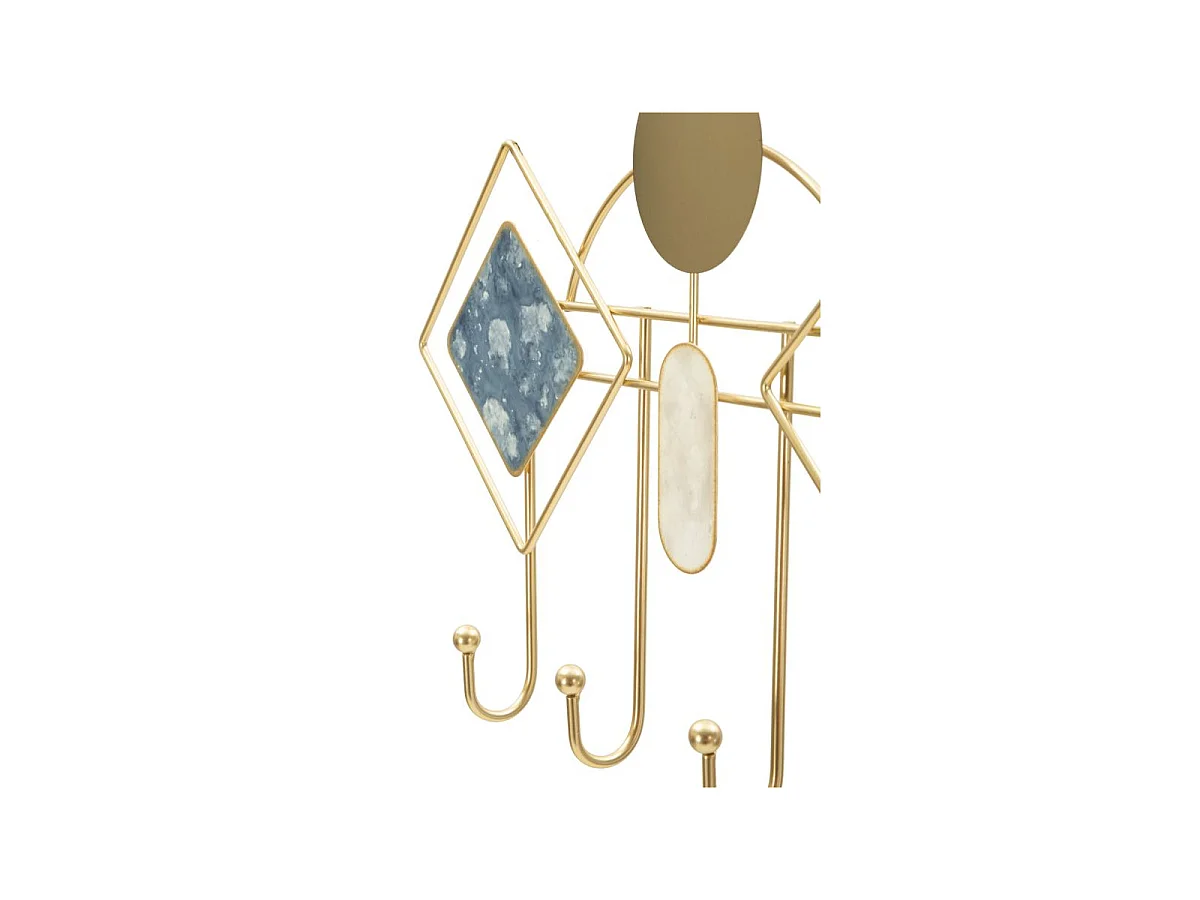 Patère Murale en Métal "Monday" 66cm Bleu & Or