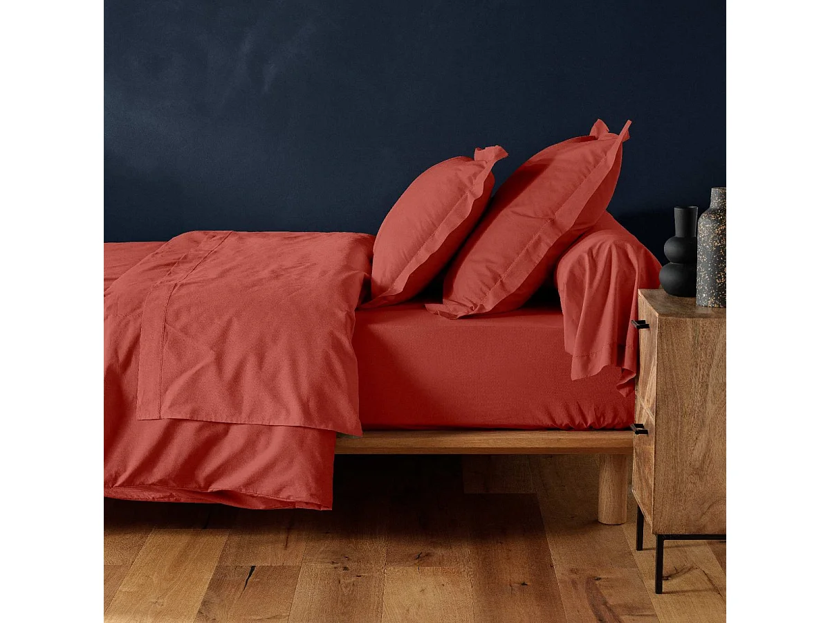 Drap Housse "Lina" 160x200cm Terracotta
