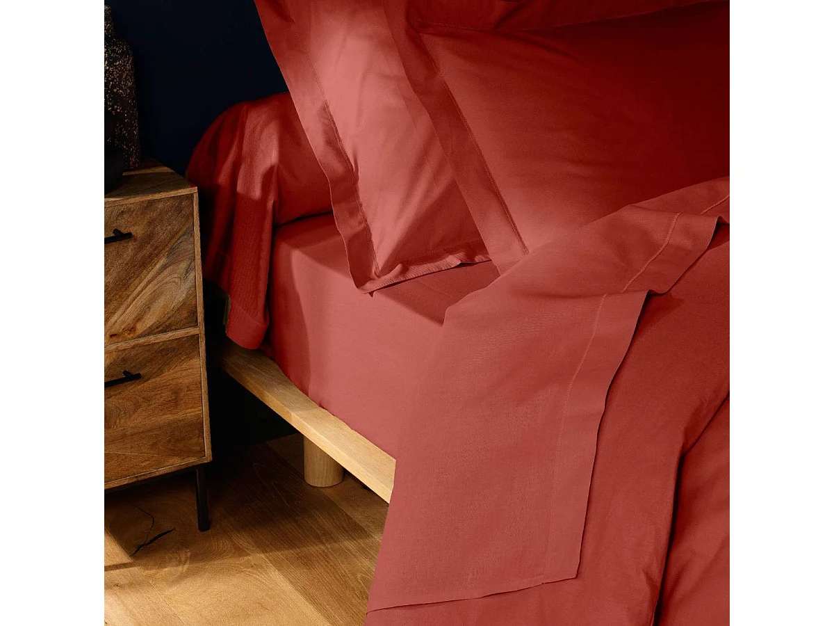 Drap Housse "Lina" 160x200cm Terracotta