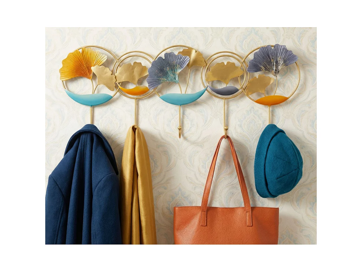Patère Murale en Métal "Polly" 60cm Orange & Bleu