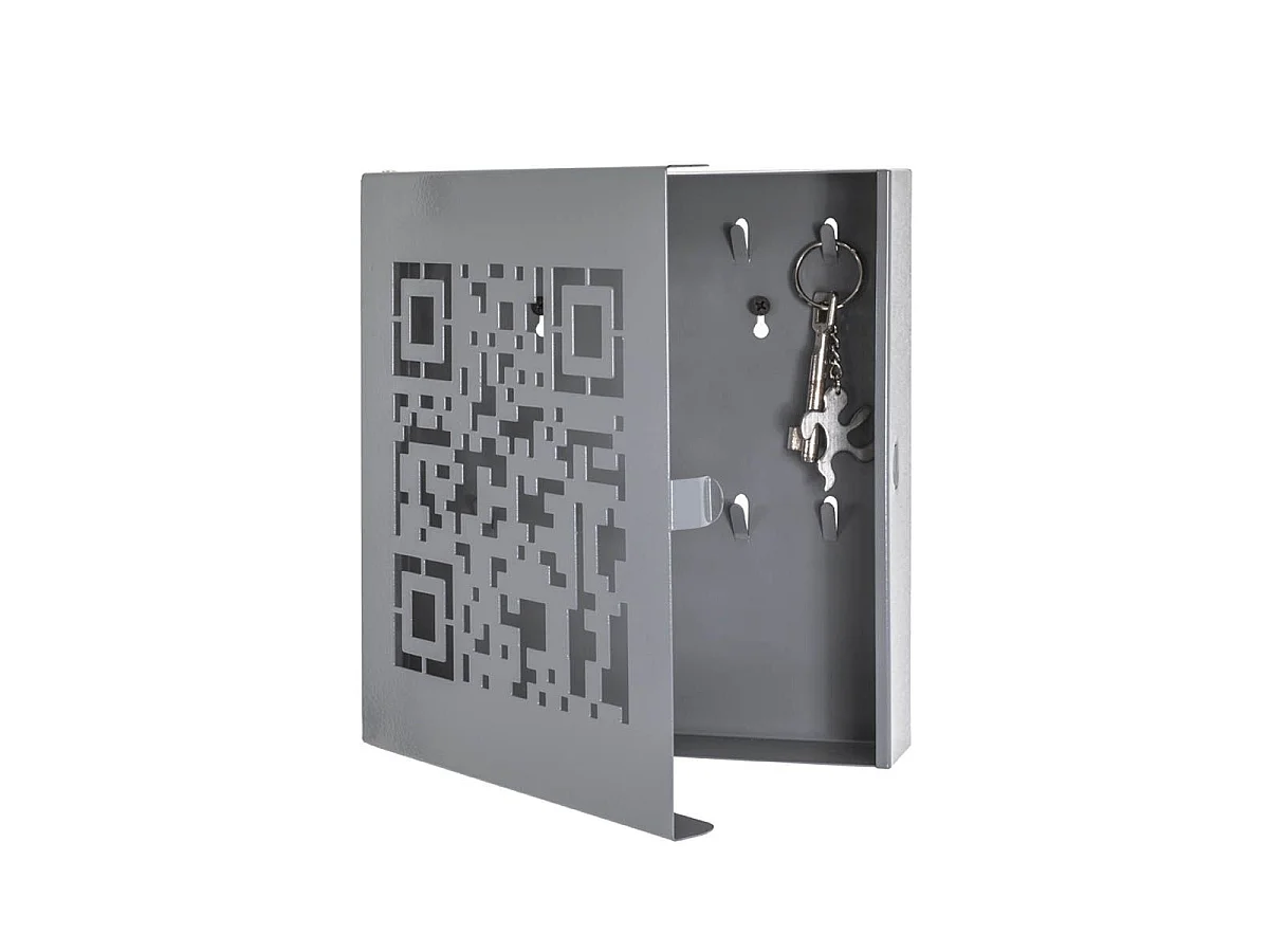 Boîte à Clés Métal "QR Code" 24cm Gris