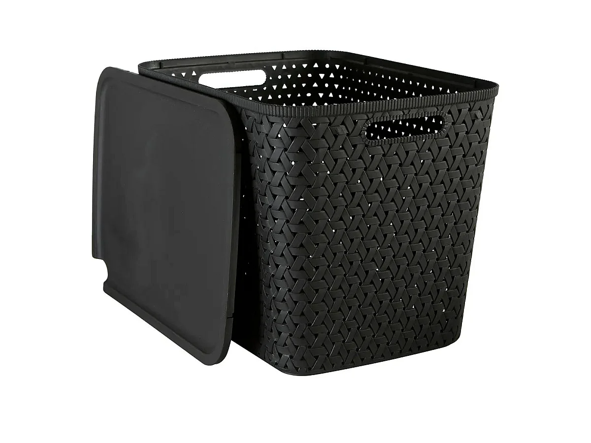 Boîte de Rangement Tressée "Tressy" 28L Noir