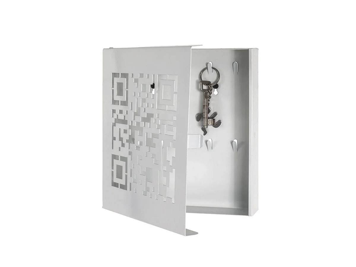 Boîte à Clés Métal "QR Code" 24cm Blanc