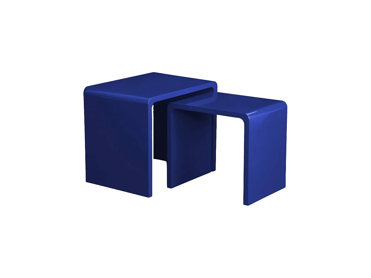 Lot de 2 tables gigognes finition glossy bleu - Nola