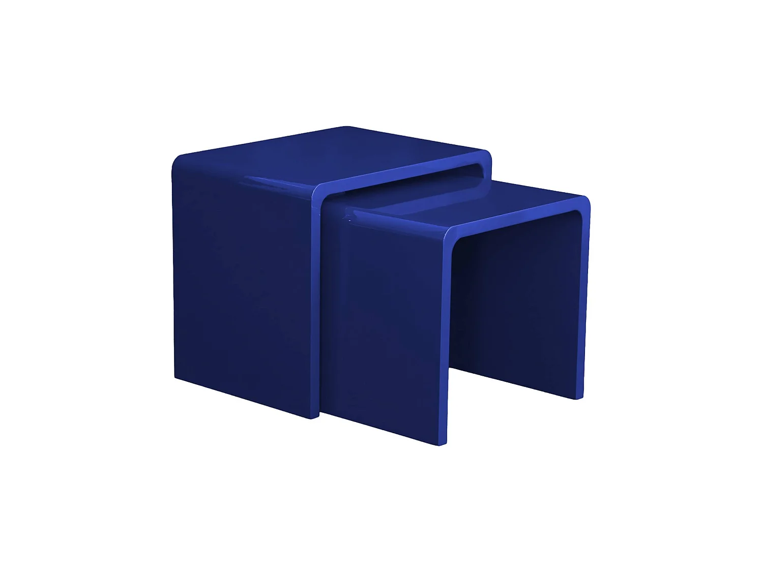 Lot de 2 tables gigognes finition glossy bleu - Nola