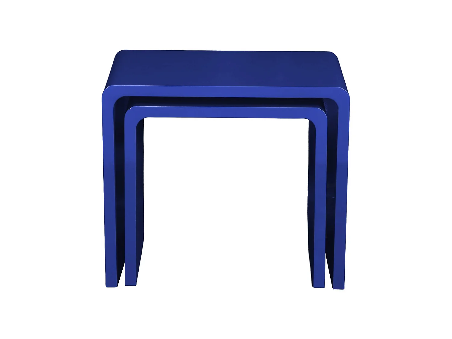 Lot de 2 tables gigognes finition glossy bleu - Nola