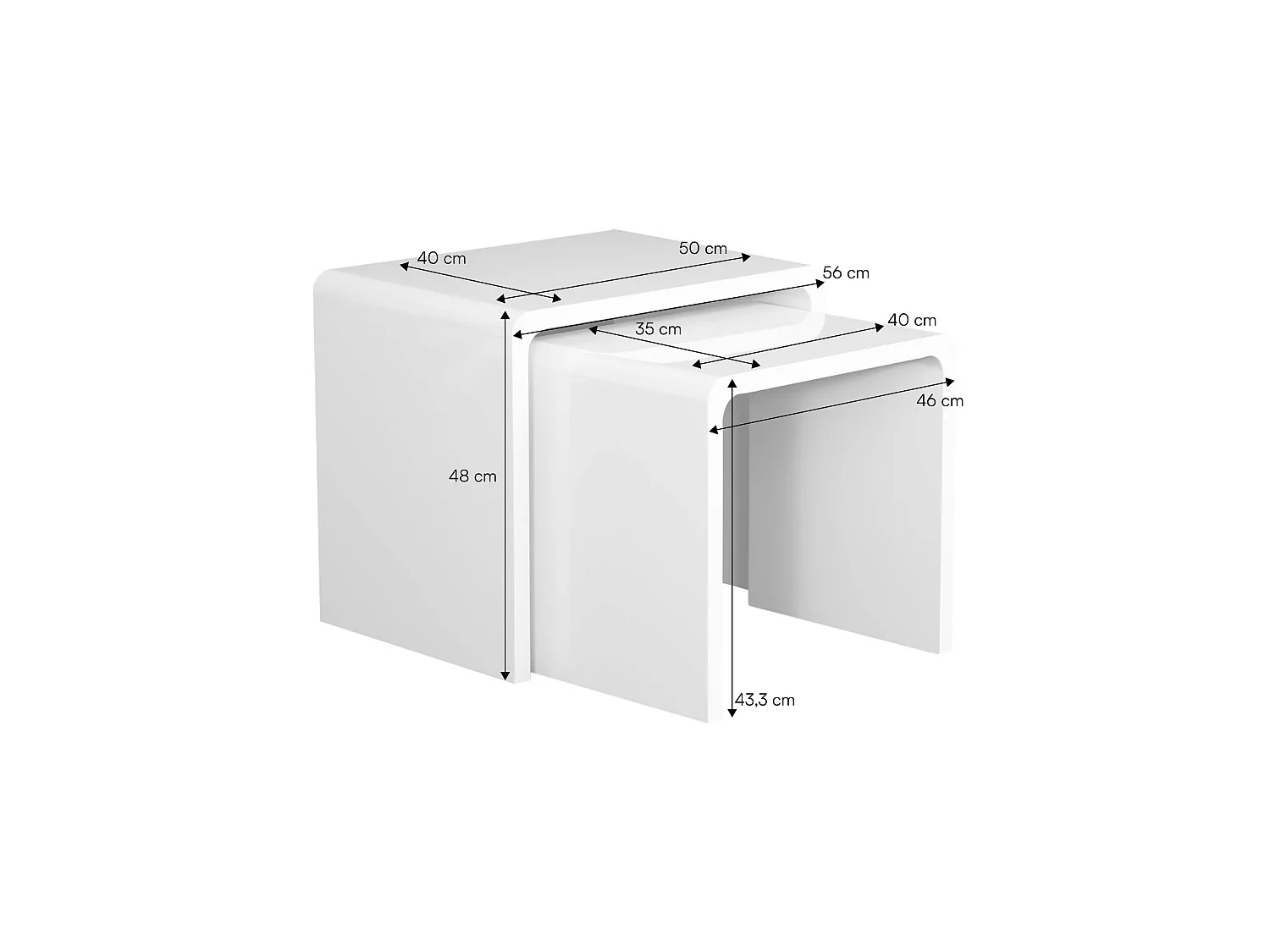Lot de 2 tables gigognes finition glossy bleu - Nola