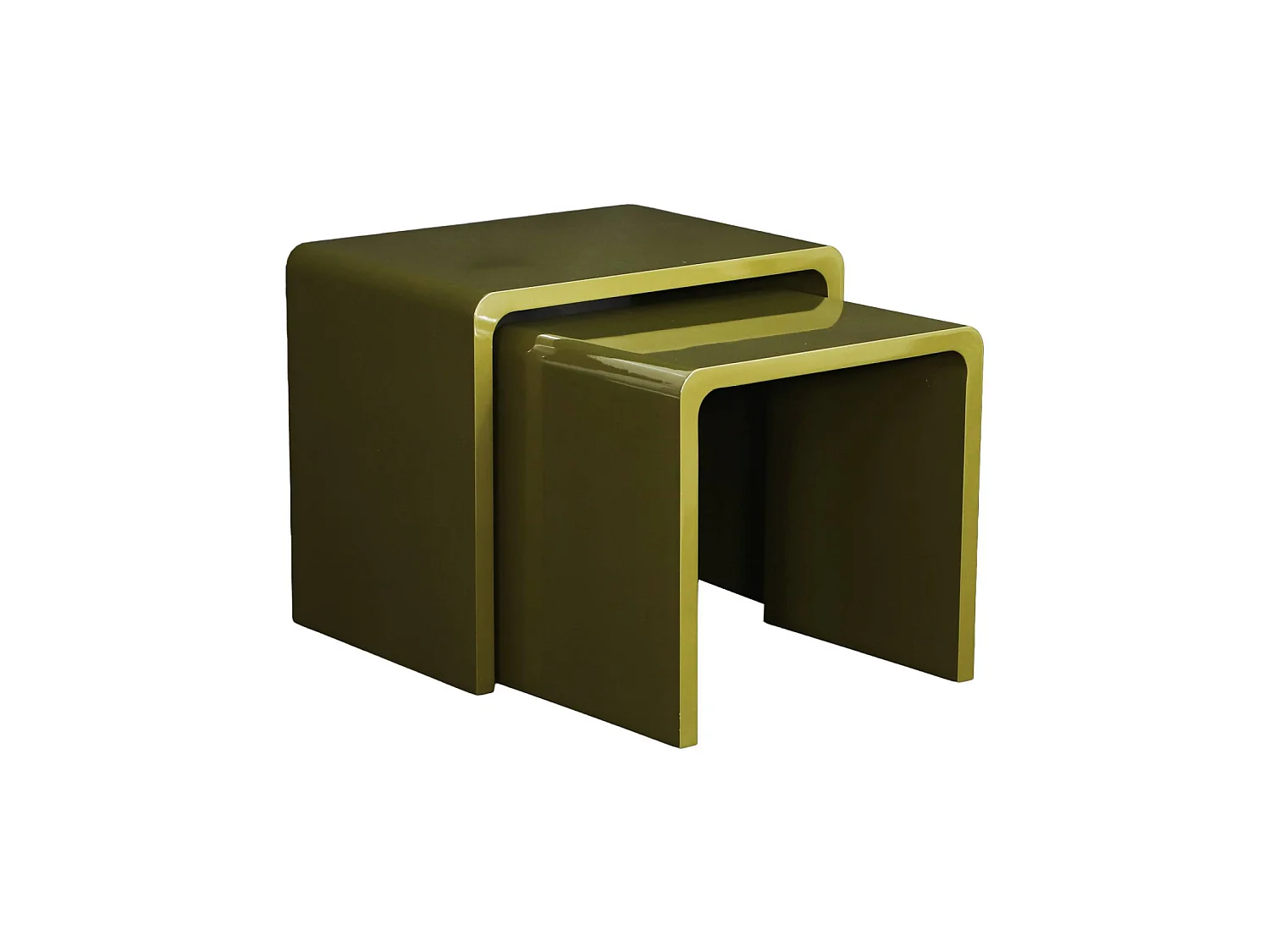 Lot de 2 tables gigognes finition glossy kaki - Nola