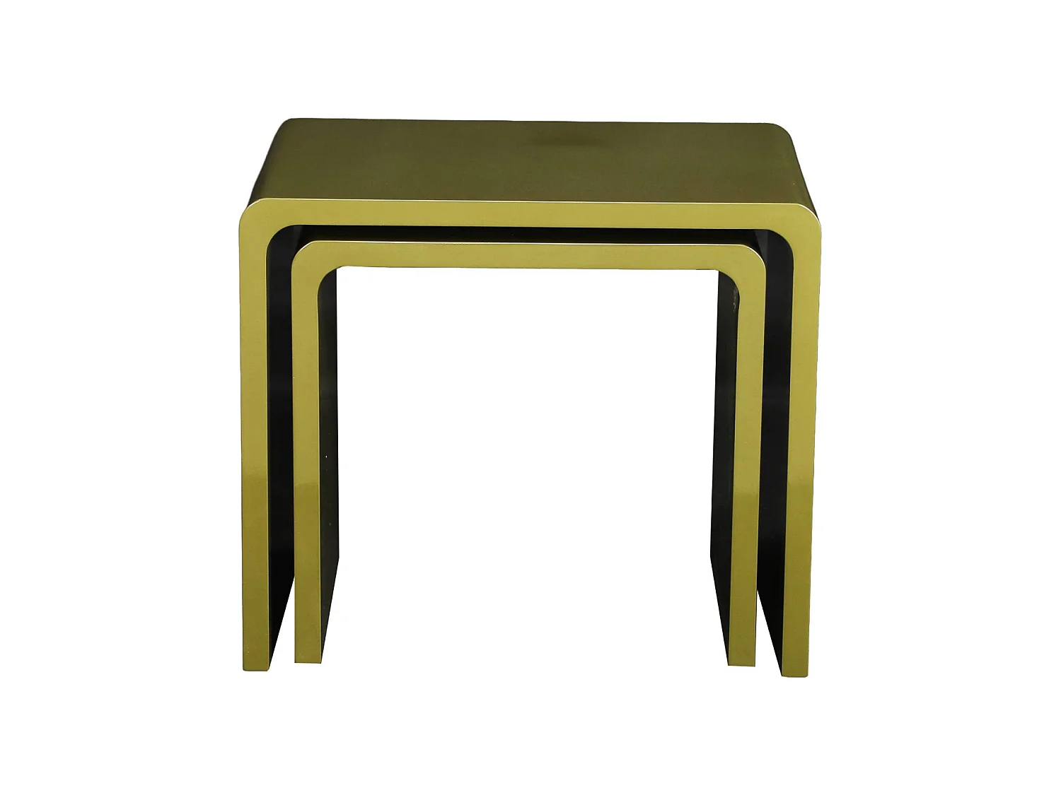 Lot de 2 tables gigognes finition glossy kaki - Nola
