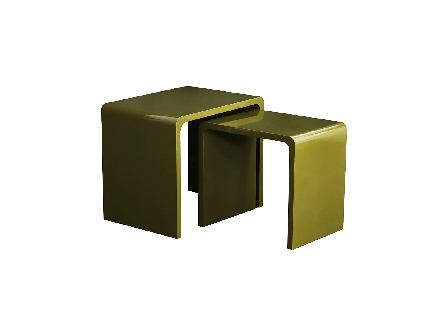 Lot de 2 tables gigognes finition glossy kaki - Nola