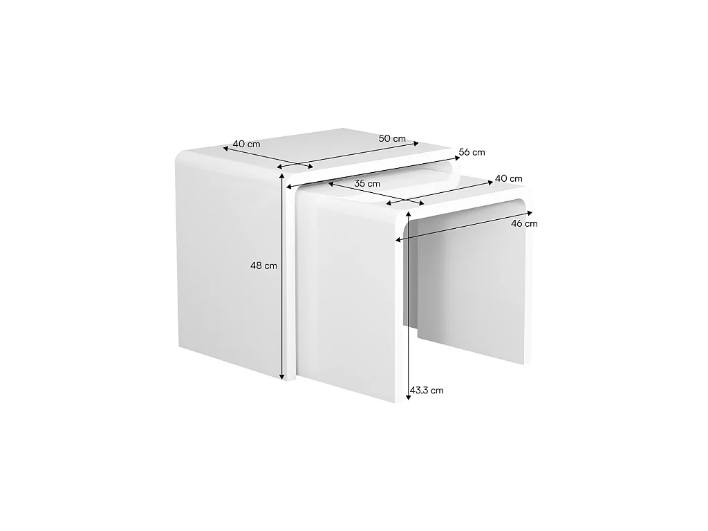 Lot de 2 tables gigognes finition glossy kaki - Nola