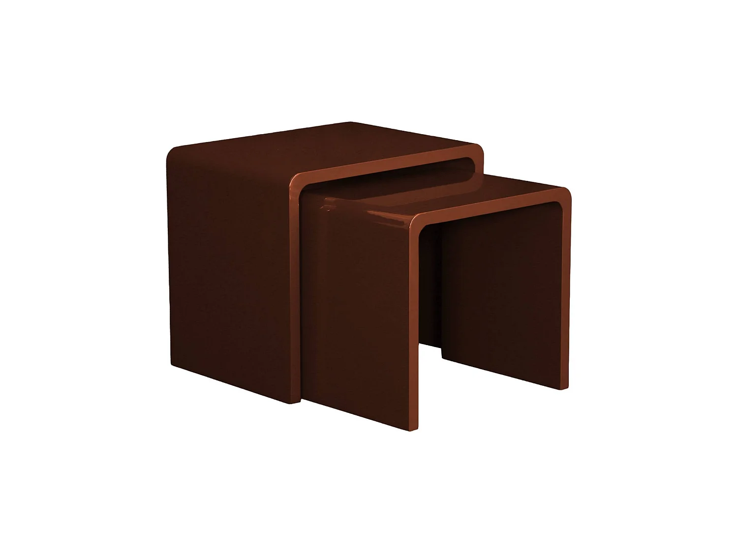 Lot de 2 tables gigognes finition glossy bordeaux - Nola