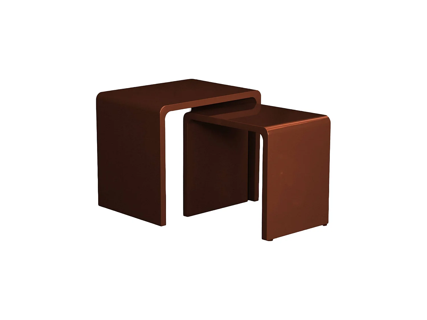 Lot de 2 tables gigognes finition glossy bordeaux - Nola