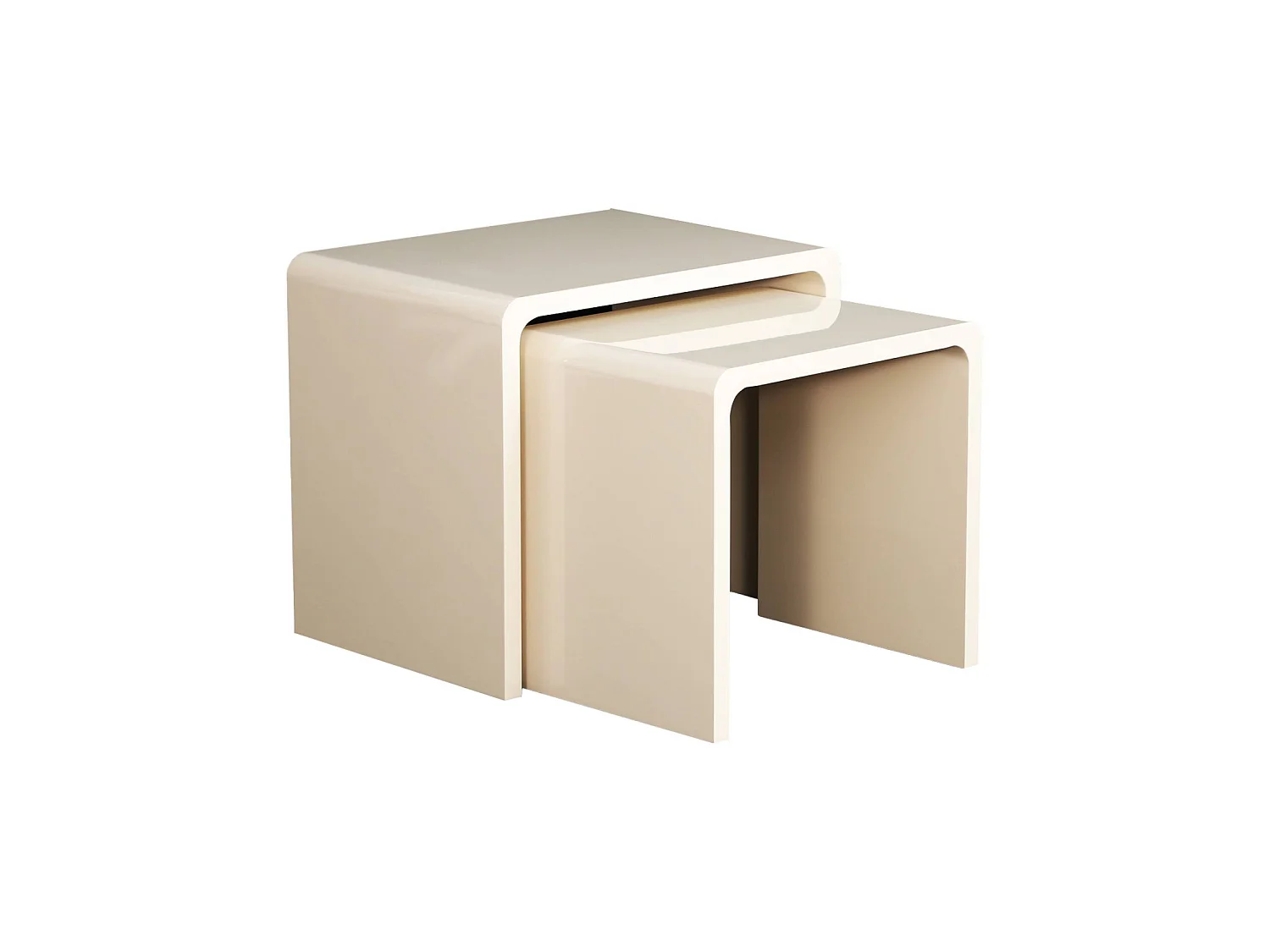 Lot de 2 tables gigognes finition glossy crème - Nola
