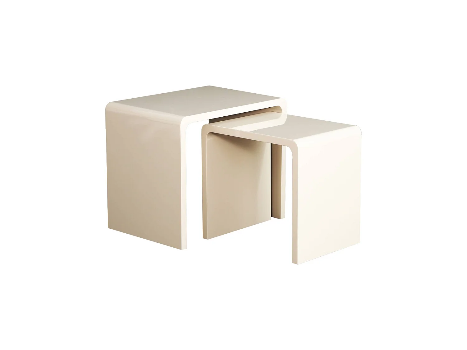 Lot de 2 tables gigognes finition glossy crème - Nola
