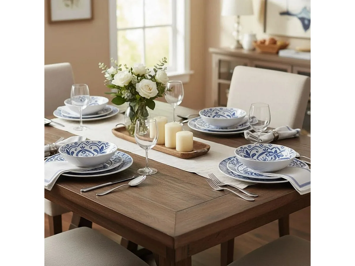 Service de Table 12 Pièces "Manon" 26cm Bleu