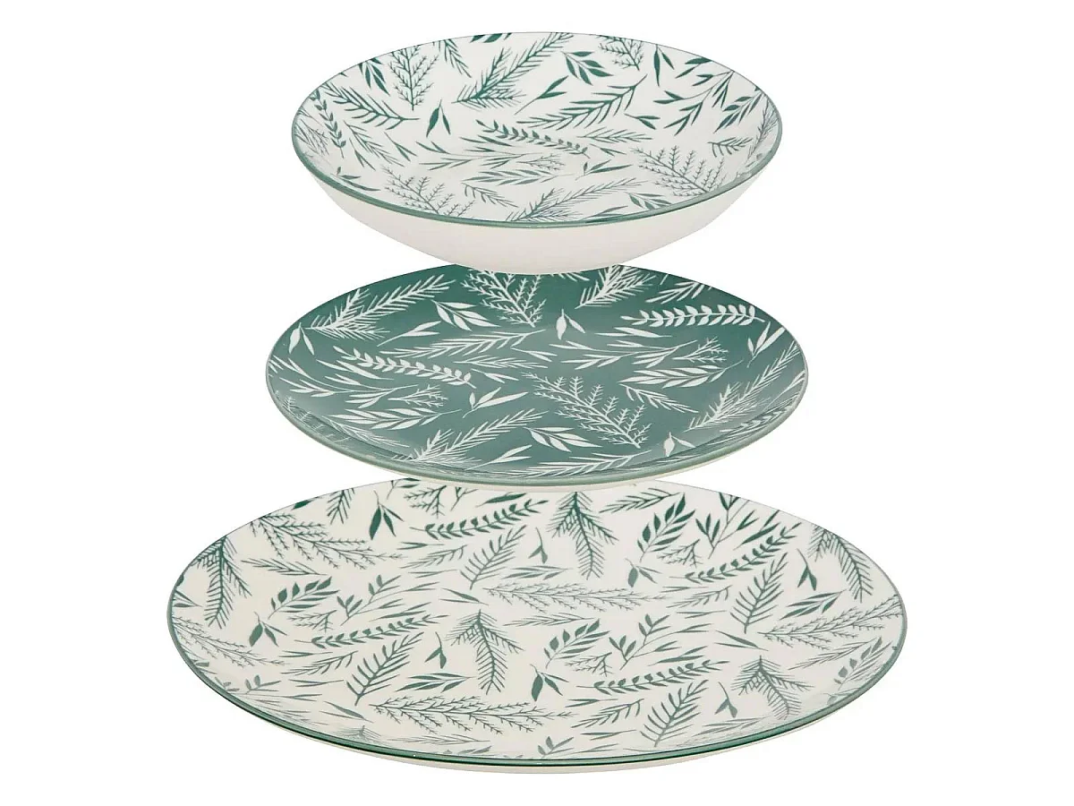 Service de Table 12 Pièces "Agathe" 26cm Vert