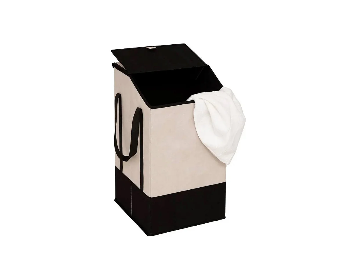 Panier à Linge en Tissu "Bicolore" 45L Beige
