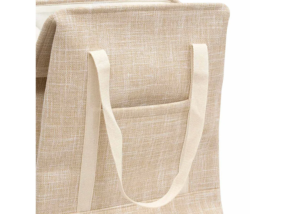 Panier à Linge en Tissu "Bouton Aimanté" 70L Beige