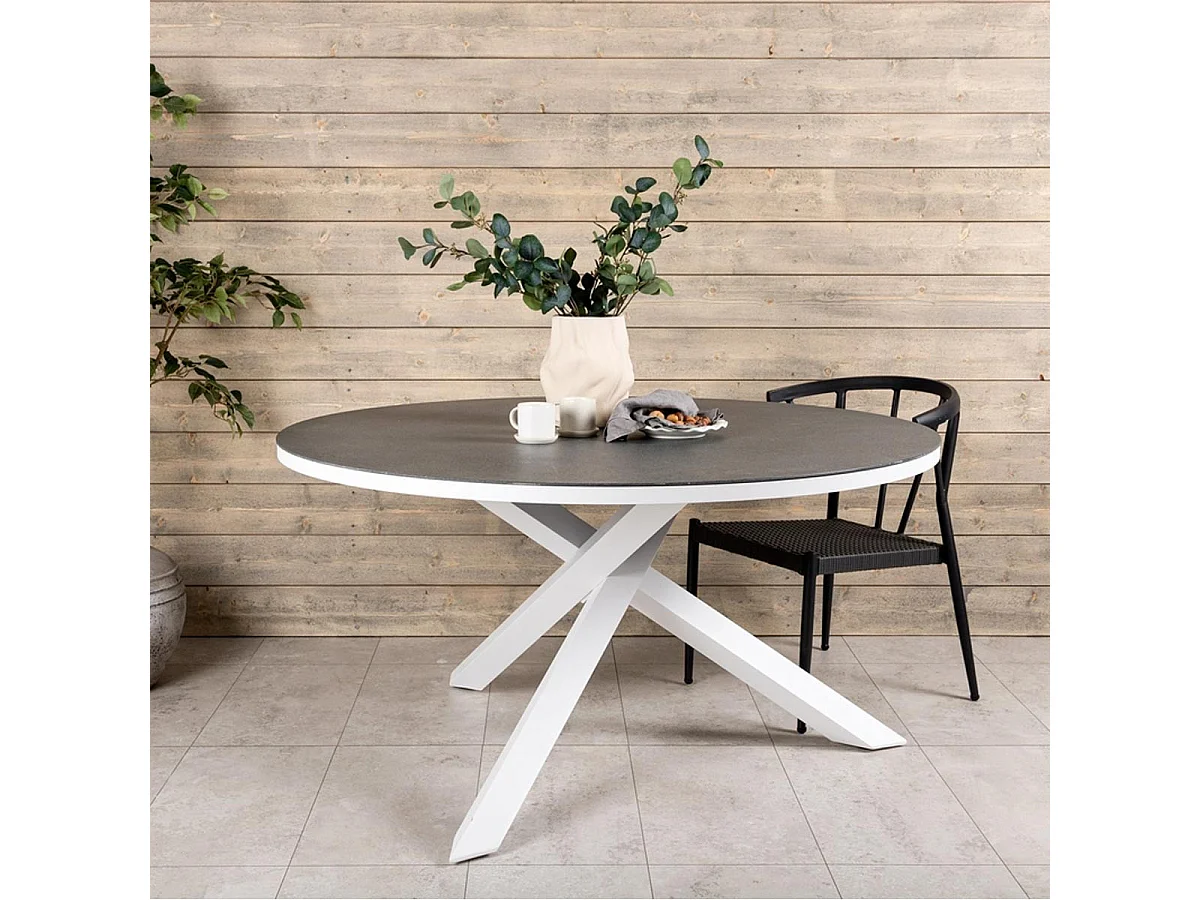Table de Jardin Ronde Effet Pierre "Copacabana" 140cm Gris
