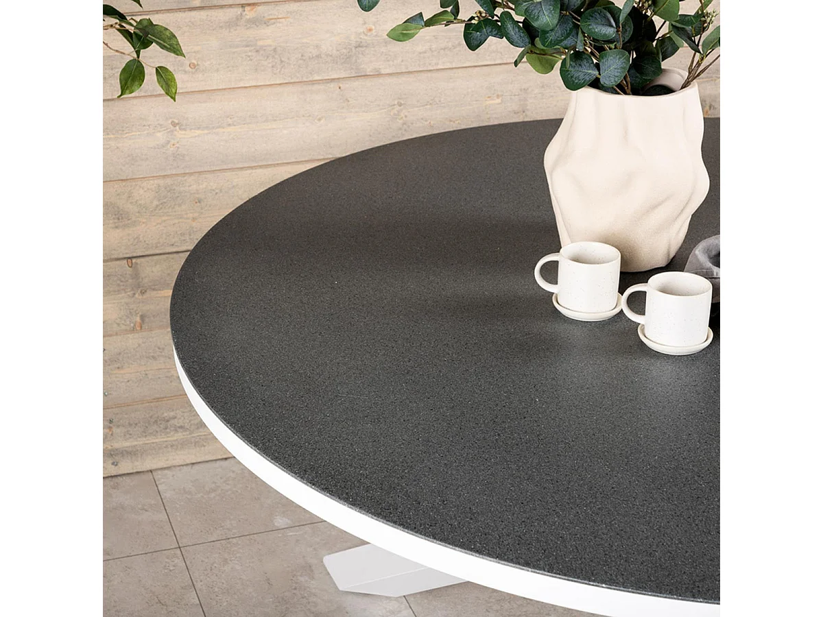 Table de Jardin Ronde Effet Pierre "Copacabana" 140cm Gris