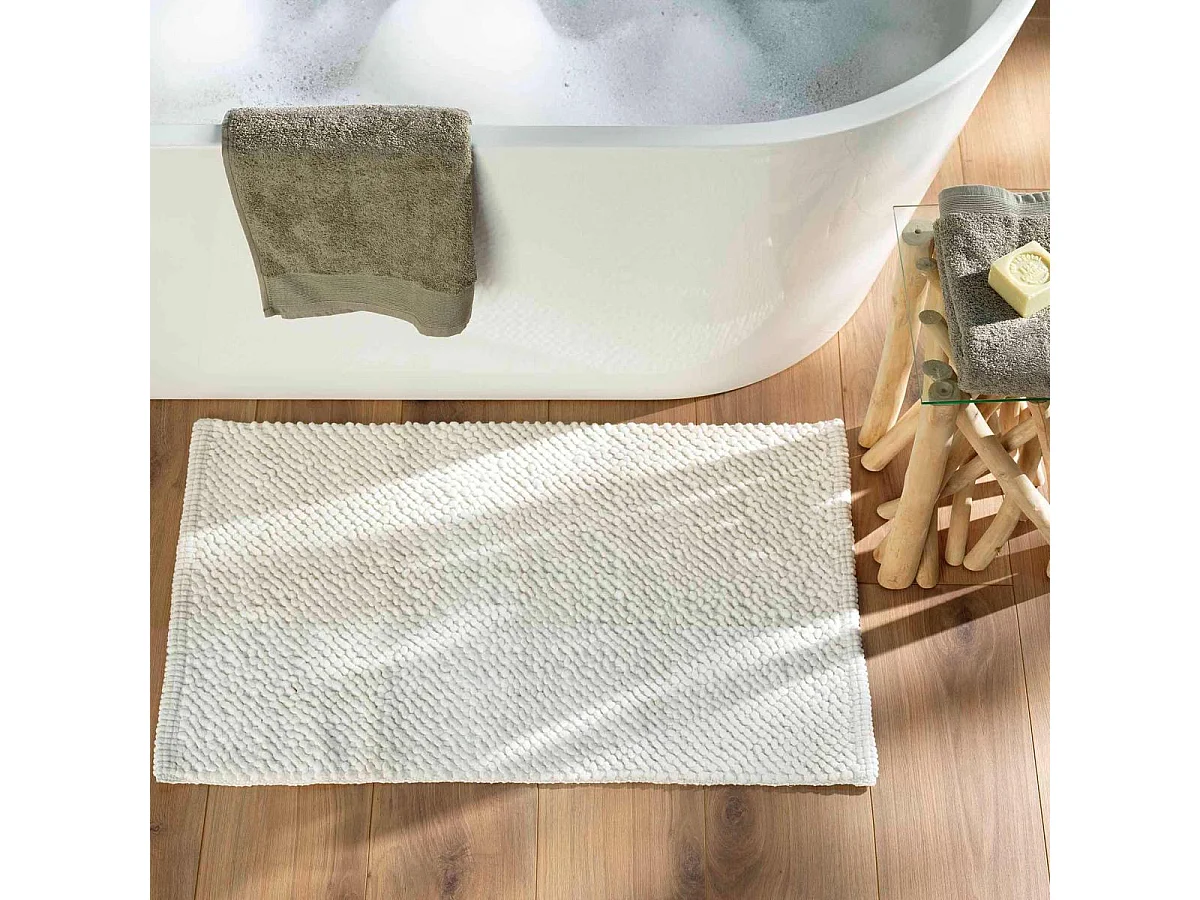 Tapis de Bain en Chenille "Yanis" 50x80cm Blanc