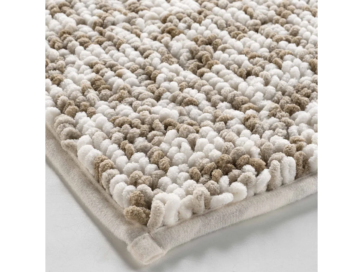 Tapis de Bain "Friza" 45x75cm Blanc & Marron