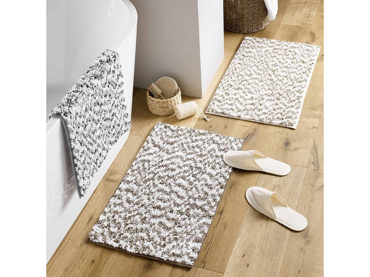 Tapis de Bain "Friza" 45x75cm Blanc & Marron