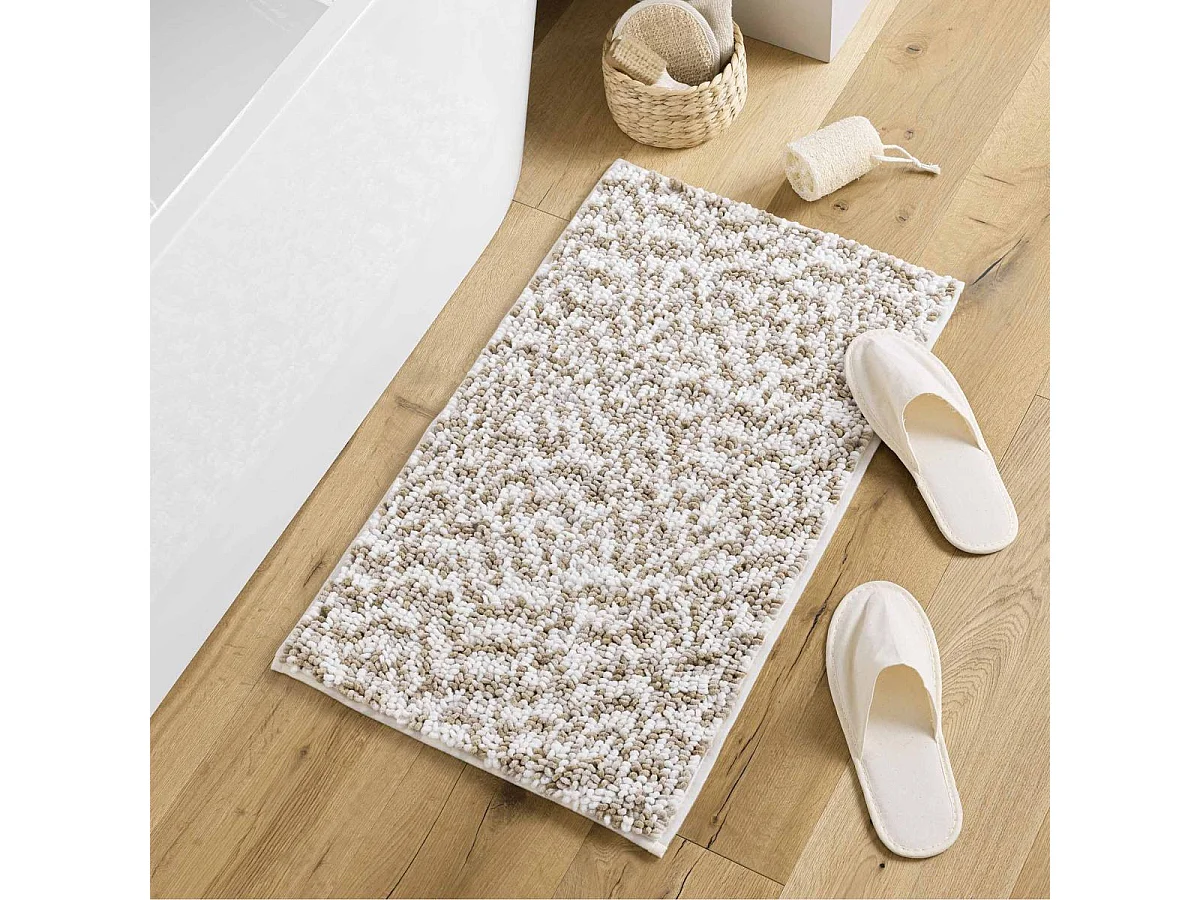 Tapis de Bain "Friza" 45x75cm Blanc & Marron
