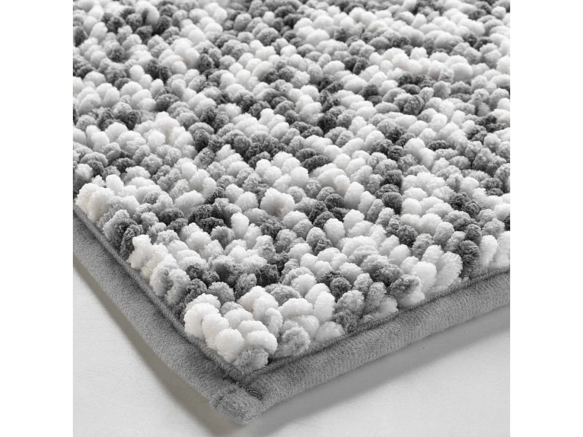 Tapis de Bain "Friza" 45x75cm Blanc & Gris