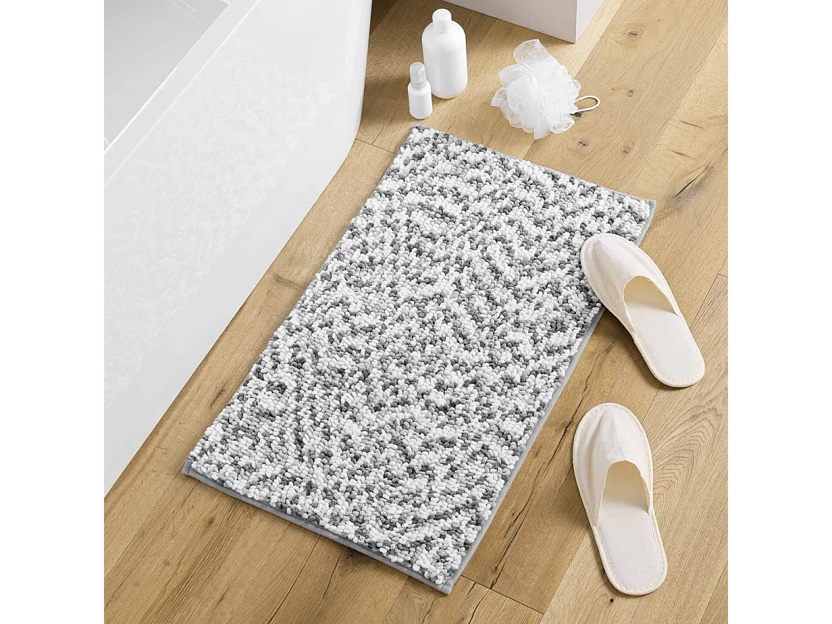 Tapis de Bain "Friza" 45x75cm Blanc & Gris