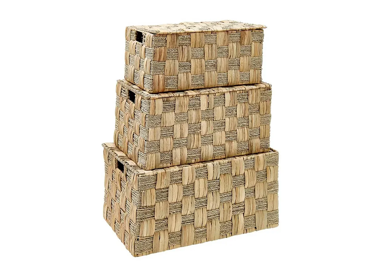 Lot de 3 Malles en Jacinthe "Nadi" 58cm Marron