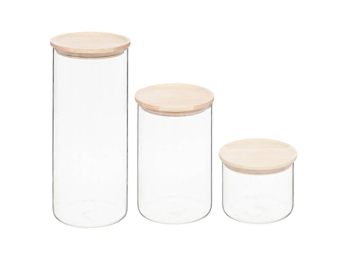 Lot de 3 Bocaux en Verre "Hermet" 2,8L Transparent & Naturel